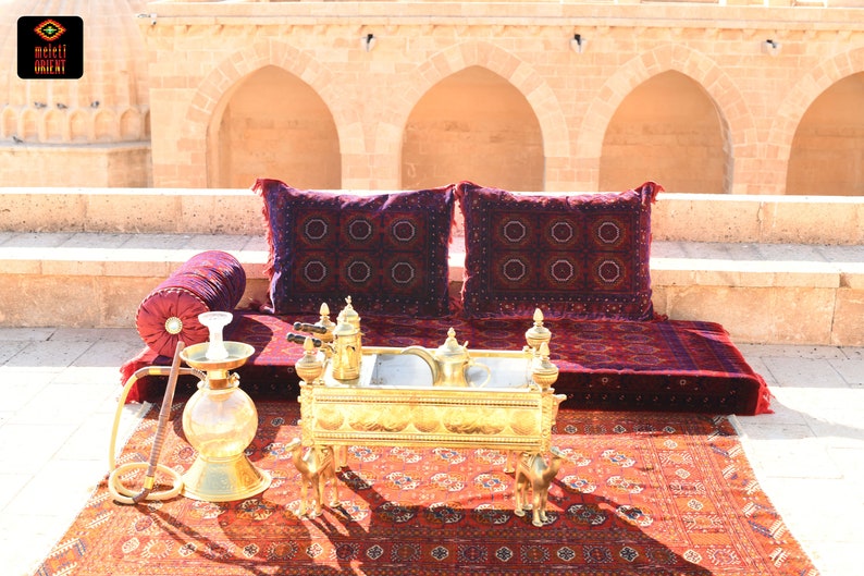 AFGHAN Bukhara Oriental Seating Majlis Toshak Bukhara Silky Velvet Indoor / outdoor Hookah lounge Home 4pcs image 3