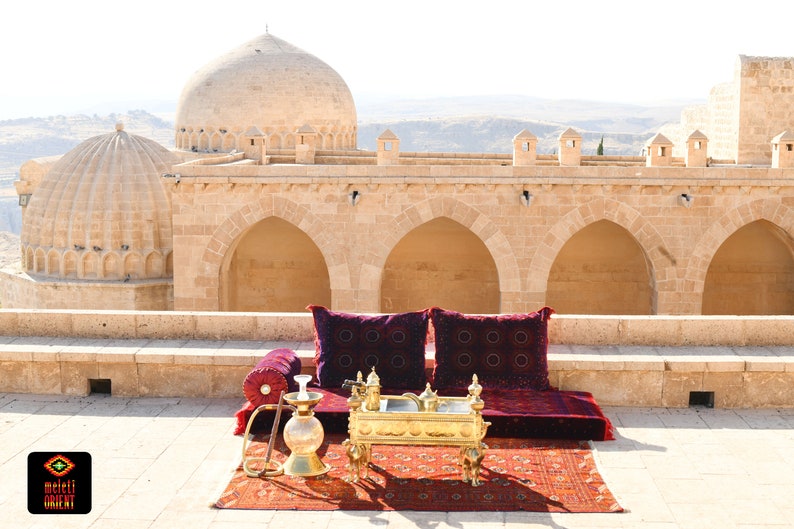 AFGHAN Bukhara Oriental Seating Majlis Toshak Bukhara Silky Velvet Indoor / outdoor Hookah lounge Home 4pcs image 2