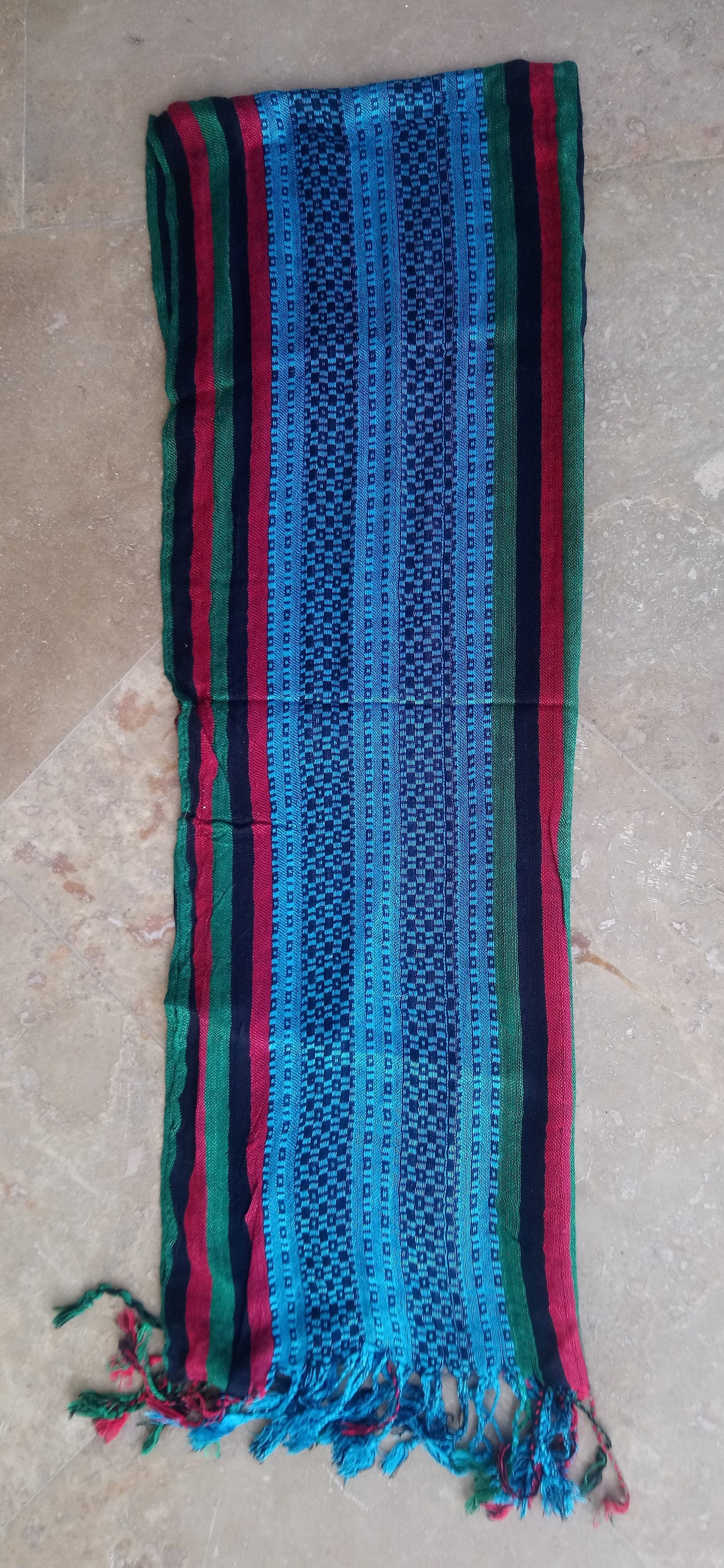 Afghan Flag Square Scarf Dusmal Bandana Middle East Pan Africa, COTTON, BLUE