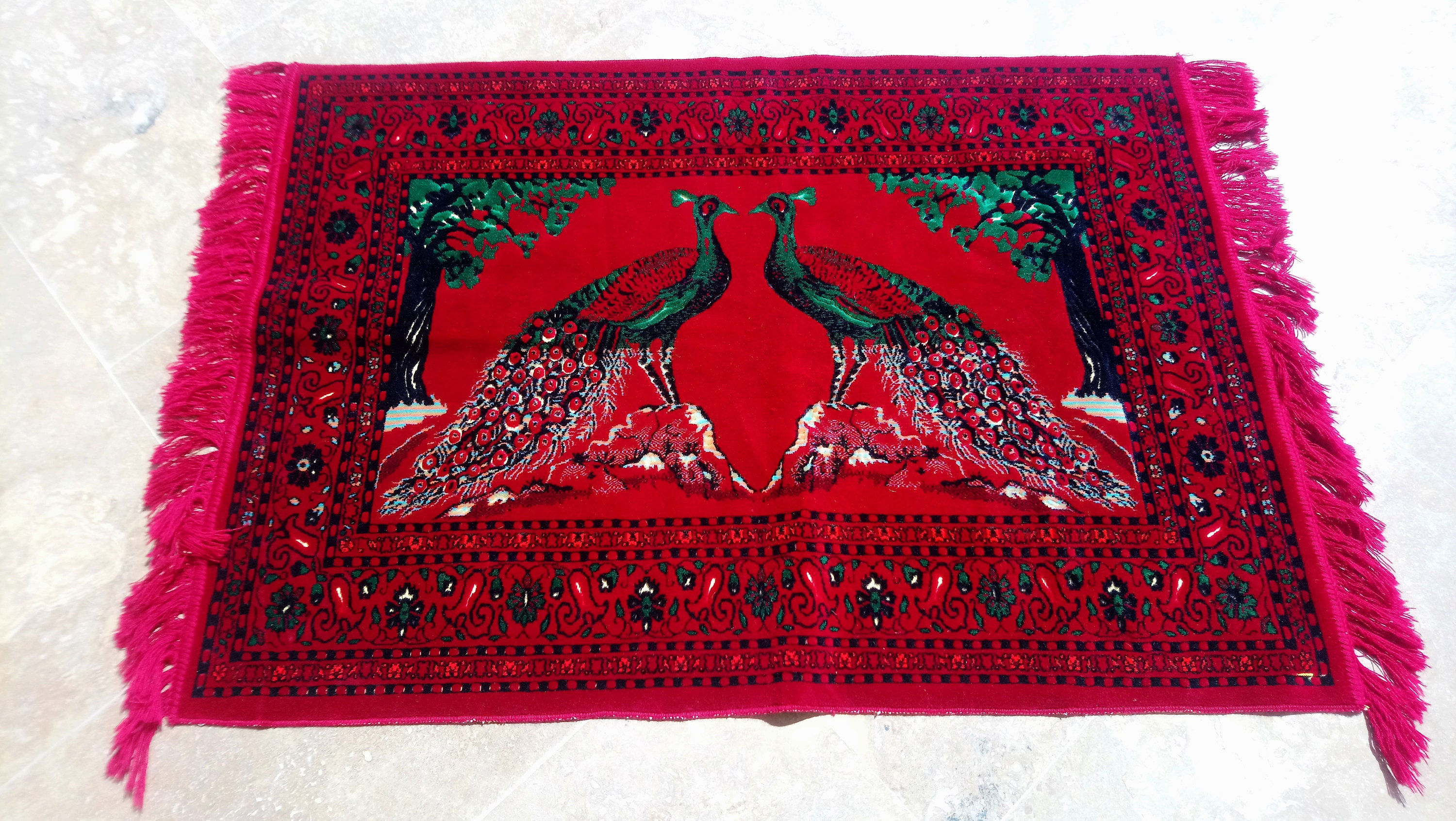 Peacocks Wall Tapestry Velvet 1970's Italian Fabric Etsy
