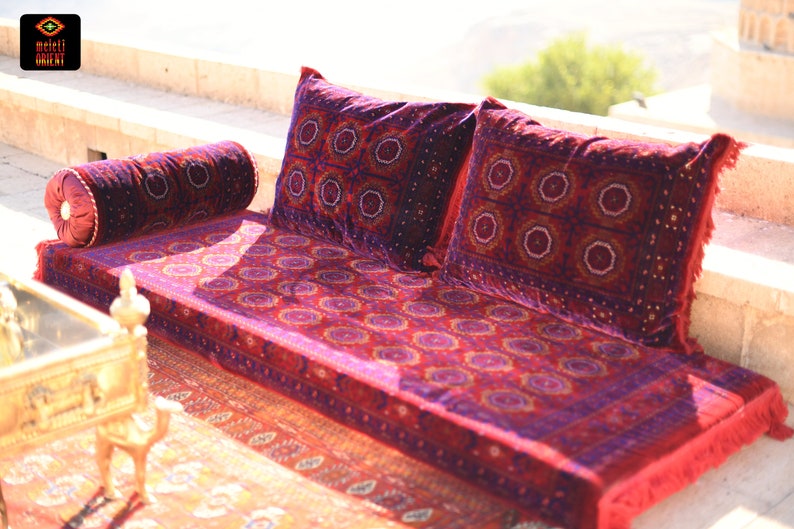 AFGHAN Bukhara Oriental Seating Majlis Toshak Bukhara Silky Velvet Indoor / outdoor Hookah lounge Home 4pcs image 6