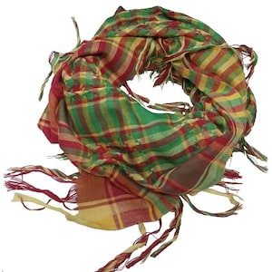 Red-Green-Yellow Rojava SCARF KURDISH Scarves Shemagh Keffiyeh Senegal Mali Africa COTTON