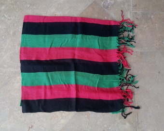 Afghan Flag Square Scarf Dusmal Bandana Middle East Pan Africa, COTTON, Red,Green,Black