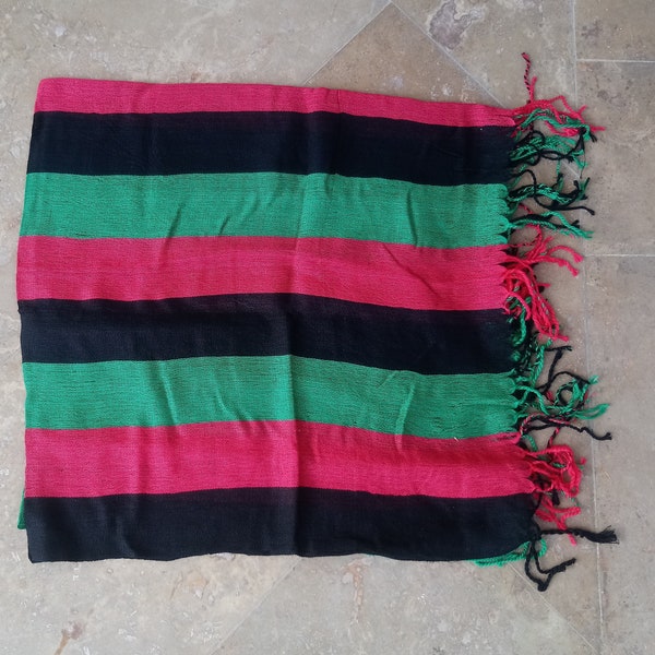 Afghan Flag Square Scarf Dusmal Bandana Middle East Pan Africa, COTTON, Red,Green,Black