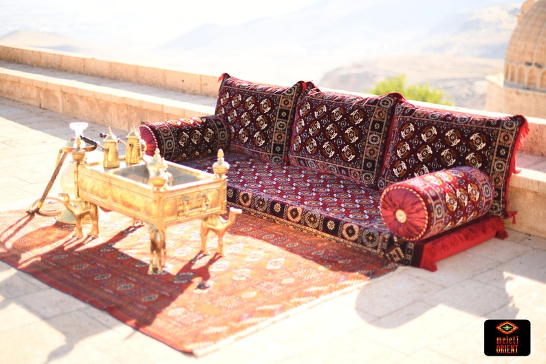 TURKMEN Bukhara Oriental Seating Majlis Toshak Bukhara Silky Velvet Indoor / outdoor Hookah lounge Home 6pcs image 7