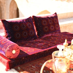 AFGHAN Bukhara Oriental Seating Majlis Toshak Bukhara Silky Velvet Indoor / outdoor Hookah lounge Home 4pcs image 5