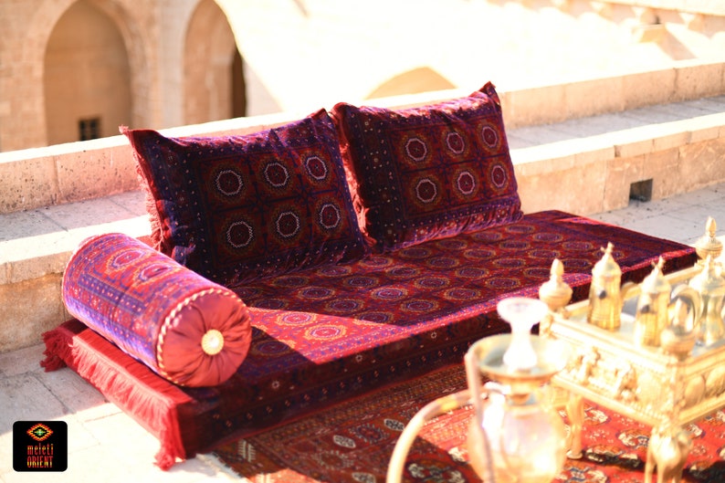 AFGHAN Bukhara Oriental Seating Majlis Toshak Bukhara Silky Velvet Indoor / outdoor Hookah lounge Home 4pcs image 5