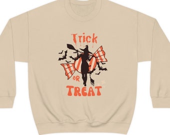 Trick or Treat Halloween Spooky Season Witch candy Unisex Heavy Blend Crewneck Sweatshirt