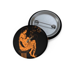 Guitarist Gift Ancient Greek Musician Gift Custom Pin Buttons