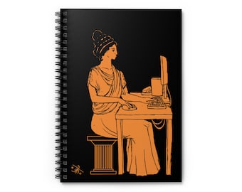 Classic Ancient Greek Vase Painting Anachronistic Woman Greek Art Gift Spiral Notebook - Ruled Line