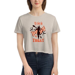 Spooky Witch Trick or Treat halloween gift Women&#39;s Flowy Cropped Tee