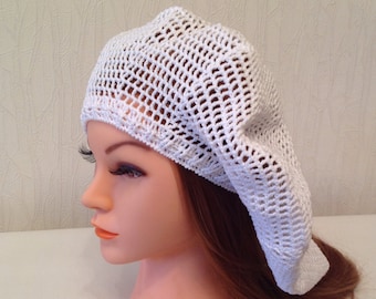 Summer Crochet Beret Hat Beanie Cream Taupe White With  display picture 2