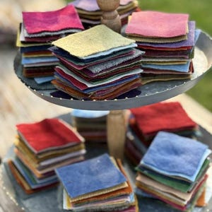 Hand-Cut Pre‑Felted Wool Squares (25‑Piece Bundle) • Artisan Hand and Mill-Dyed Wool for Needle Felting, Quilting & Fiber Arts image 2