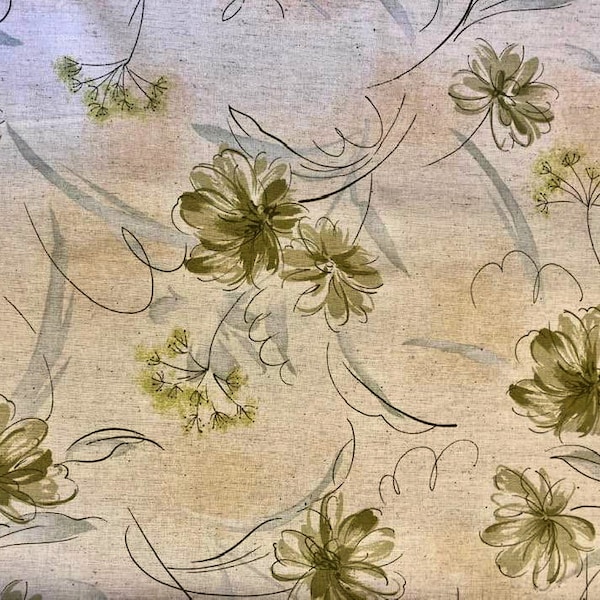 Floral Cotton/Linen Fabric - Calm