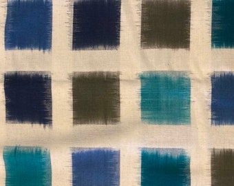 Diamond Textiles IKat  Woven -Various blue squares -