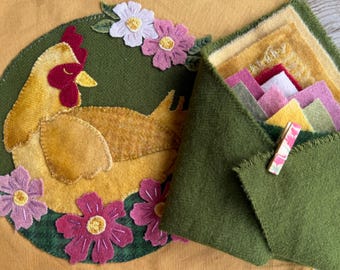 Juliet Wool Appliqué Kit – Printed Pattern with Wool & Woven Fabrics