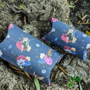 Pillow Box Set with 5 Fairies and Flowers in Large and Small Size to print at home Digital Blue Pillow Box with Fairies Set of Two image 1