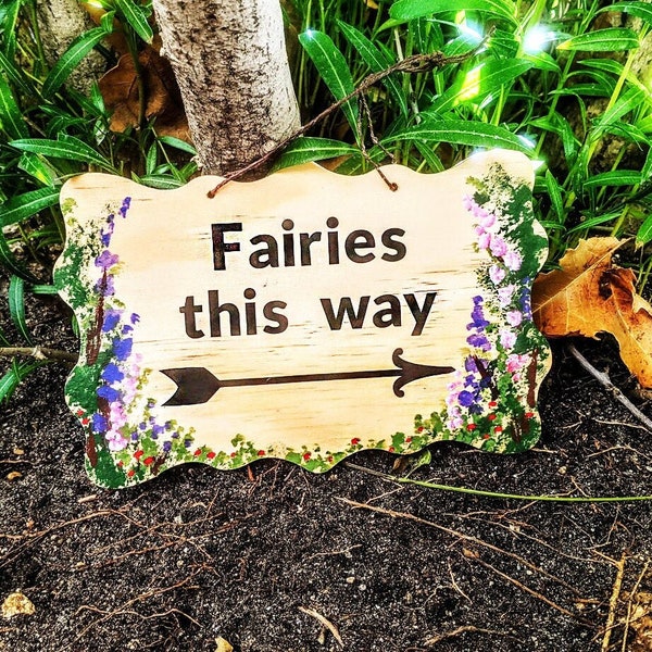 Fairy Garden Sign, Fairies This Way Sign, Outdoor Garden Sign