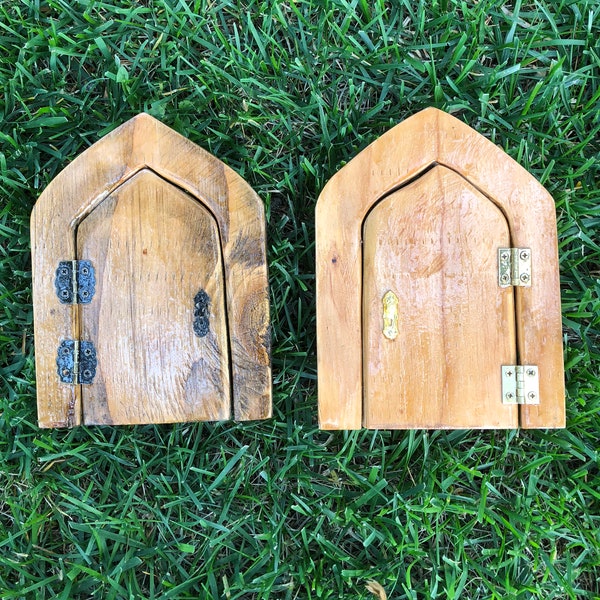 Outdoor Fairy Door for Gnomes, Elves, and Sprites  | Functional Miniature Wood Door