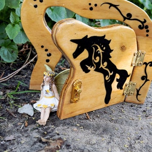 Fairy Door that opens and closes with Unicorn, Outside Functional Faerie Door, Jumping Unicorn Miniature Door image 5