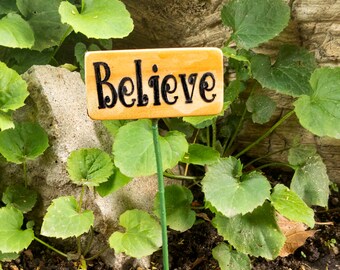 Believe Faerie Sign, Outdoor Fairy Garden Miniature Sign, Wood Mini Sign, Gnome Garden Sign