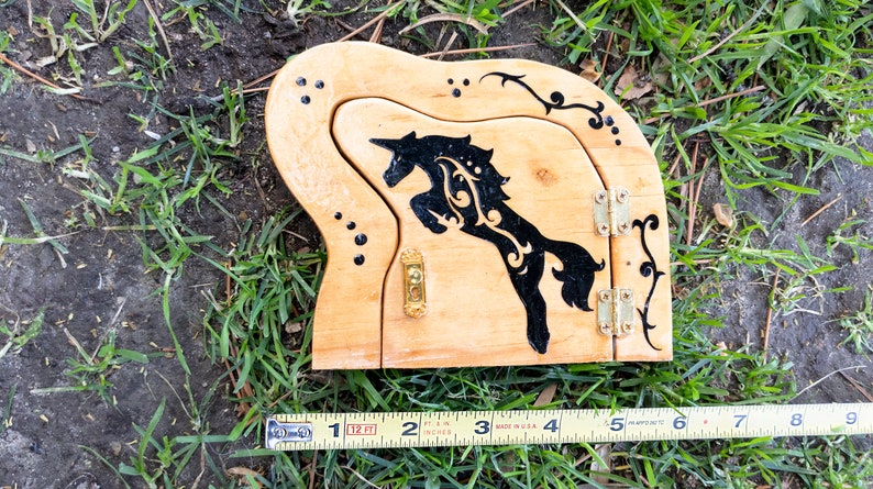 Fairy Door that opens and closes with Unicorn, Outside Functional Faerie Door, Jumping Unicorn Miniature Door image 3