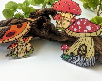 Mushroom Fairy House Magnet Set of 3 | Three Mushroom House Magnets