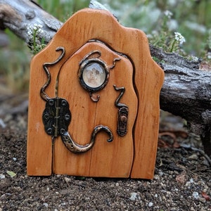 Functional Miniature Wood Door, Outdoor Fairy Door for Gnomes, Elves, and Sprites  |