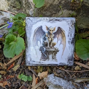 Handcrafted Gargoyle Tile for Gothic or Halloween Parties, Garden Decor ...