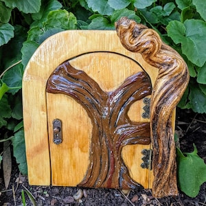 Fairy Tree Door, Opening Wood Fairy Door with Tree, Twisted Tree Door