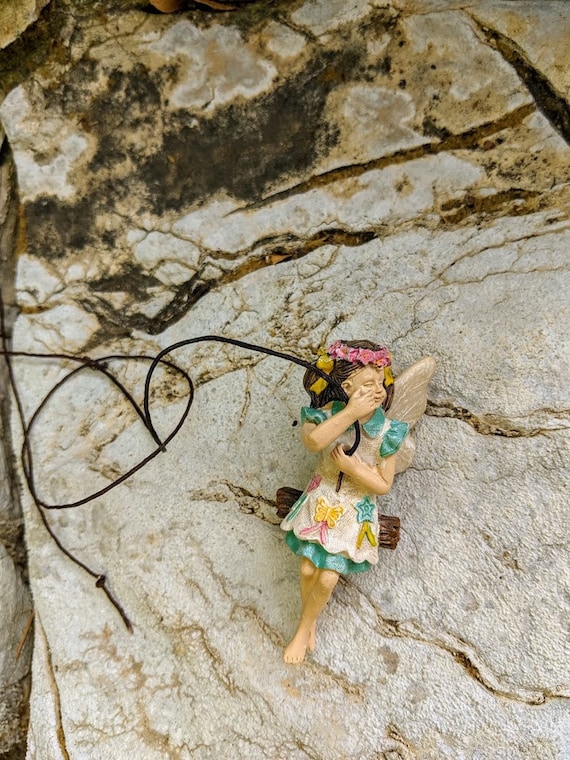Swinging Fairy Girl on a Rope for Outside Fairy Gardens 