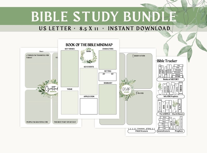 Printable Bible Study Guide SOAP Scripture Method Gratitude Journal ...
