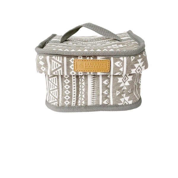 Estuche de transporte de aceite esencial Bolsa de lona 24 botellas (15 ml) - Gris / Blanco / Aceite esencial Aromaterapia Almacenamiento y organización ENVÍO GRATIS