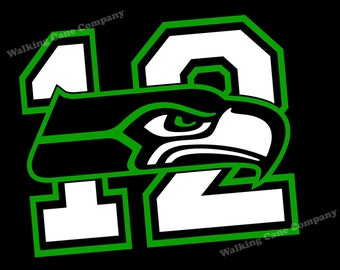 Seattle Seahawks 12th Man Vinyl Decal Sticker - Free GO HAWKS! Sticker in Matching Green Color