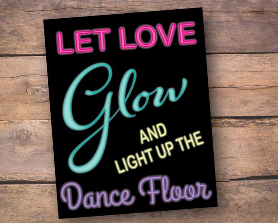 Light Up the Dance Floor Sign Rose Gold Effect Personalised Let Love Glow