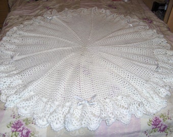 hand crotchet Shawl/Blanket/Throw for baby or reborn. Romany gift./Baby Shower/Christening.