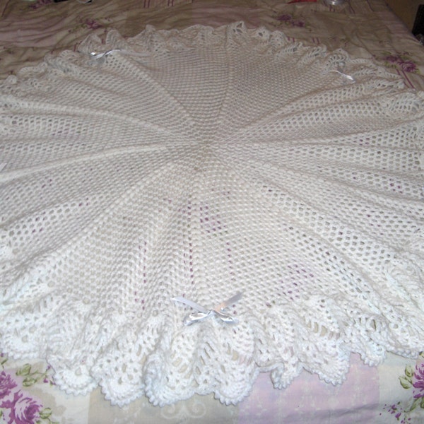 hand crotchet Shawl/Blanket/Throw for baby or reborn. Romany gift./Baby Shower/Christening.