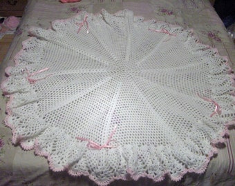 Hand crotchet Shawl/Blanket/Throw for baby or reborn. Romany gift/Baby Shower/Christening.