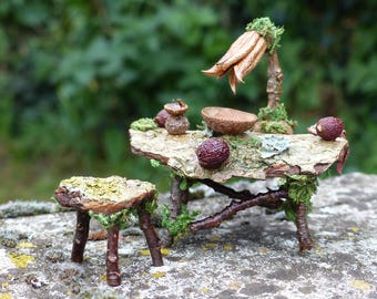 Miniature Kitchen Set - Goblincore Decor, Dollhouse, Wooden Miniatures, Fairy Kitchen, Fairy Garden, Fairy Furniture, Faery kitchen, Fae,