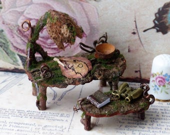 Fairy Table - Fairy Miniatures, Fairy Garden, Fairy Furniture, Fairy House, Dollhouse, Fathers day, Miniature Accessories, Elf, Pixie Table