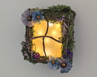 Light up Fairy Window - Night Light, Nite, Wall Hanging, Fairy Forest, Wood Craft, Woodland Window, Fairy Decor, Fairy Lantern, Faery Window