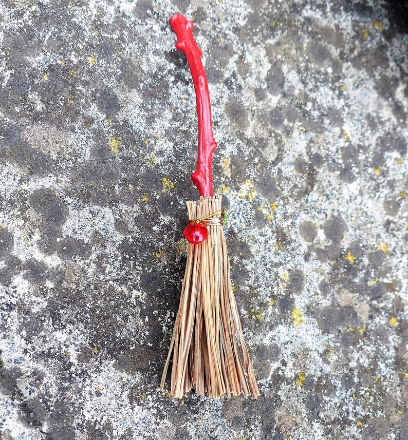 Red Mini Broom Magical Gift Broomstick Witch Broom Magic Etsy