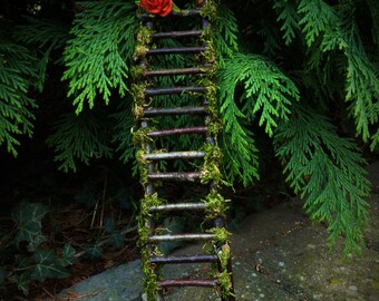 Fairy Ladder - Fairy Garden, Fairy House, Dollhouse Furniture, Rustic, Woodland Twig Furniture, Bonsai, Indoor Garden, Miniature Accessories