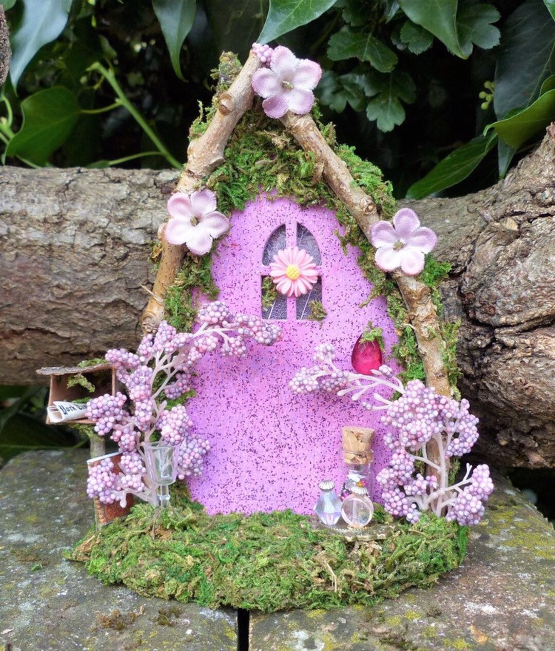 Fairy Door Pink With Postbox Fairy Garden, Fairy House, Miniature ...