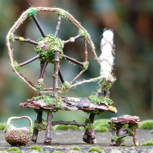 Fairy Spinning Wheel - Fairy House, Fairy Garden, Miniature Craft, Fairy Accessories, Fairy Furniture, Grandma Gift,Dollhouse, Knitting Gift