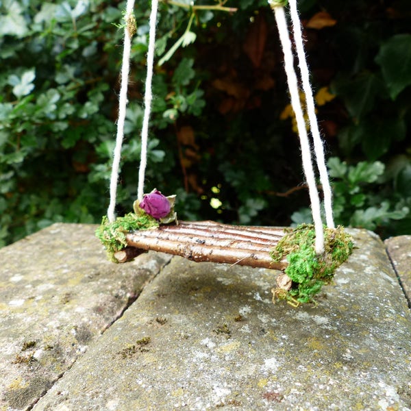 Fairy Swing - Pixie, Fairy Garden Swing, Miniature Swing, Fairy Garden, Fairy House, Fairy Furniture, Fairy Accessories, Faery Garden, Fae