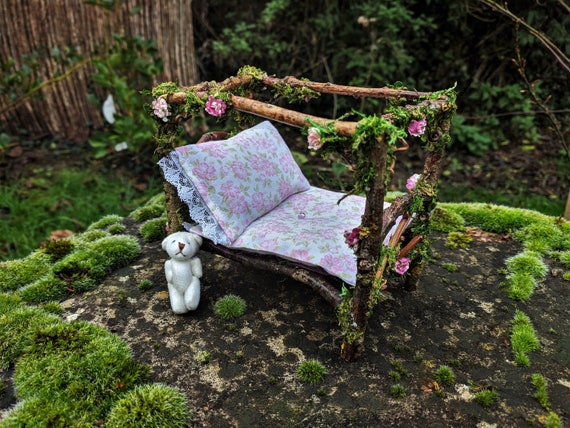 Fairy Bed Teddy Set Dollhouse Bedroom Miniature - Fairy Garden Bedding Set Fairy Bed Teddy Set Dollhouse Bedroom Miniature - Fairy Garden Bedding Set