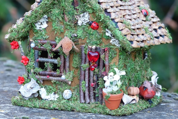 GATE & UPSTAIRS GARDEN ~ PIXIE MAGICAL 'FAIRY TAVERN HOUSE' WITH OPENING DOOR 
