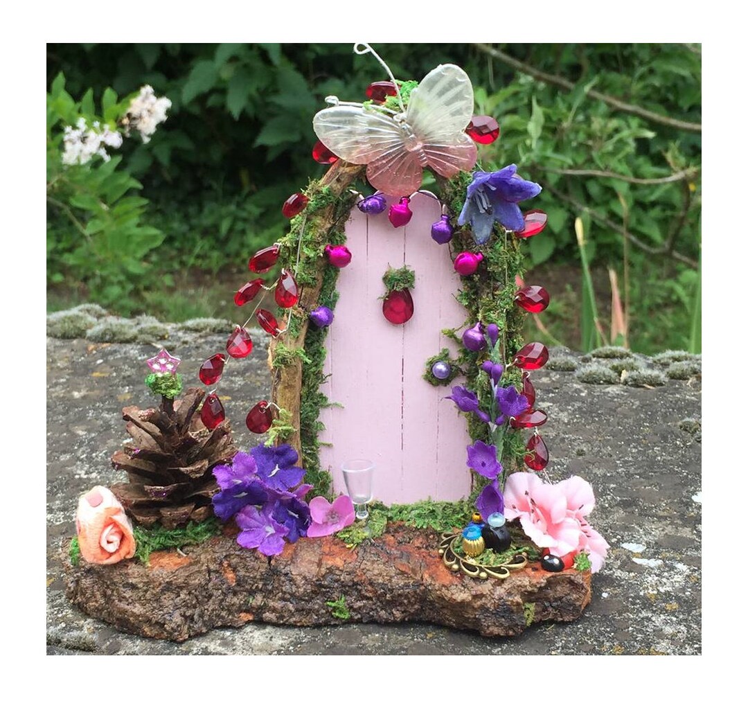 Personalised Pink Fairy Door With Butterfly Pink Fairy Door, Fairy ...