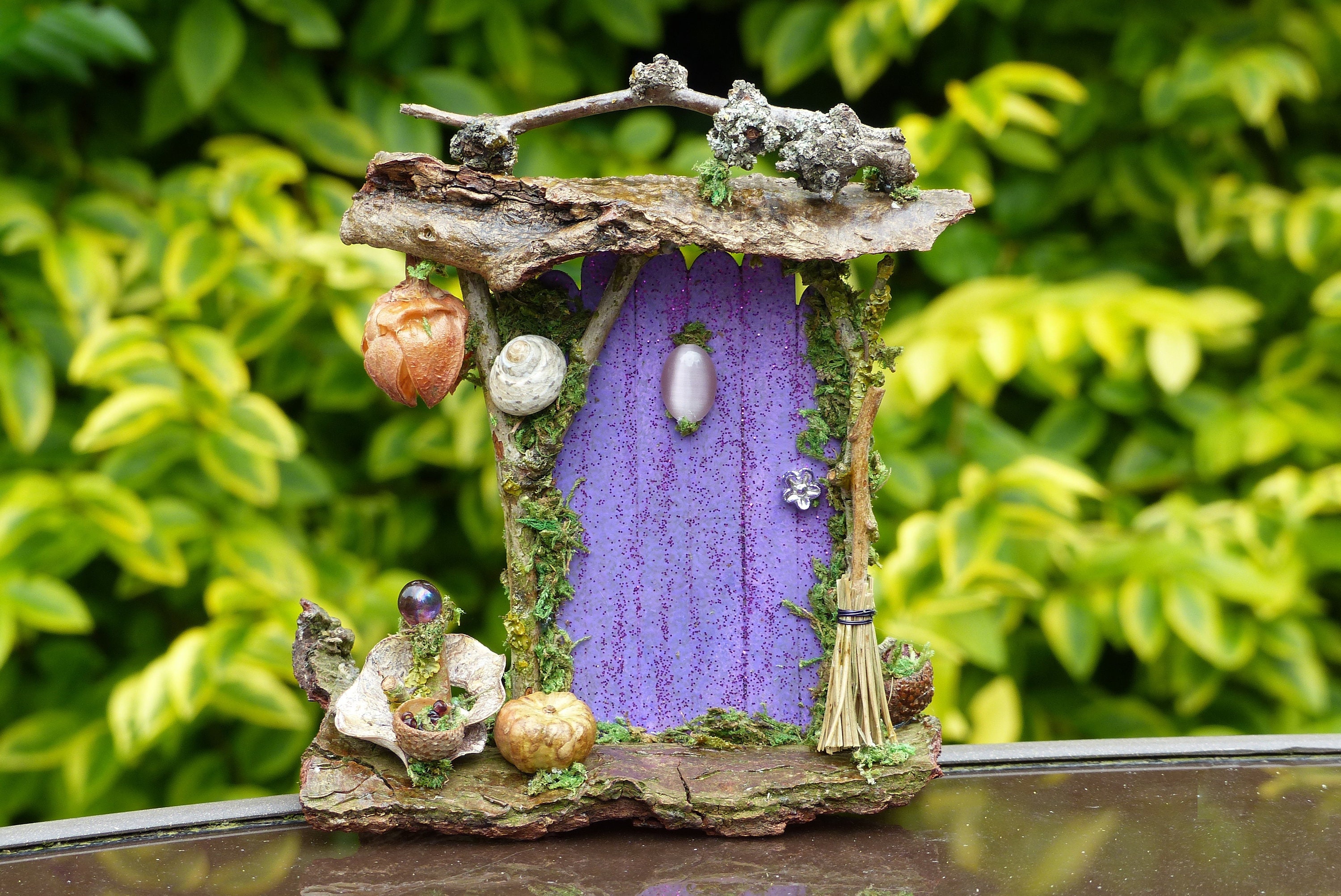 Miniature Dollhouse Garden Fairy Refrigerator Magnet Christmas Boxed Org/Purple 